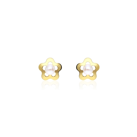 Pendientes oro 18k y perlas cultivadas "Nomeolvides"