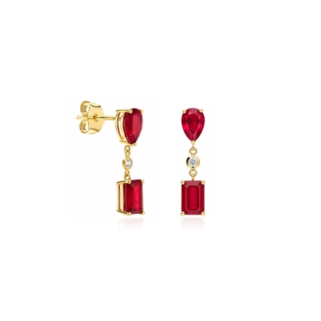 Pendientes Oro 9k circonitas y rubíes "Lorcas"
