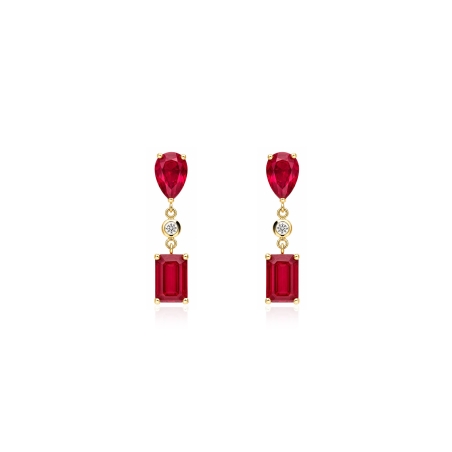 Pendientes Oro 9k circonitas y rubíes "Lorcas"