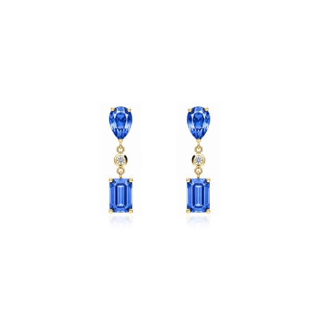 Pendientes Oro 9k circonitas y zafiros "Lorcas"