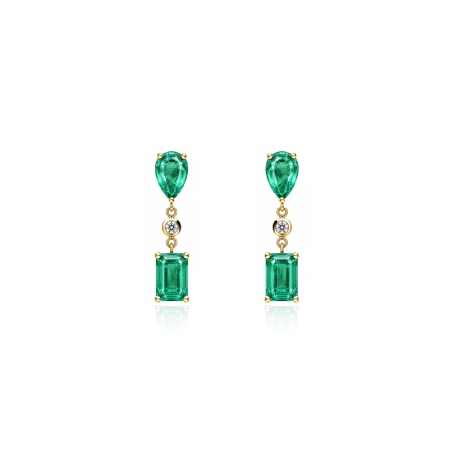 Pendientes Oro 9k circonitas y esmeraldas "Lorcas"