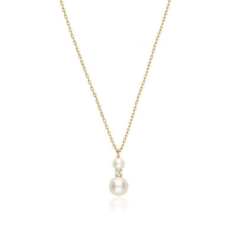 Gargantilla oro 9k, circonita y perlas cultivadas "Denise"