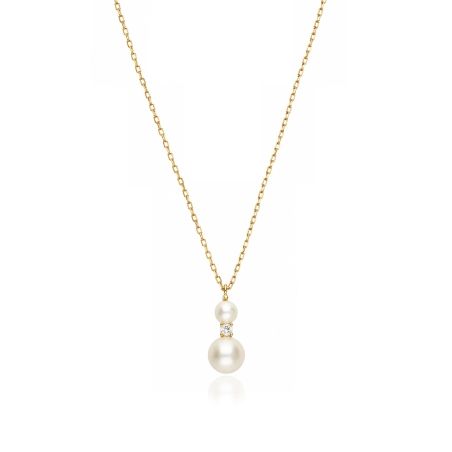 Gargantilla oro 9k, circonita y perlas cultivadas "Denise"