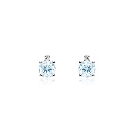 Pendientes Oro 9k circonitas y aguamarinas "Pineda"