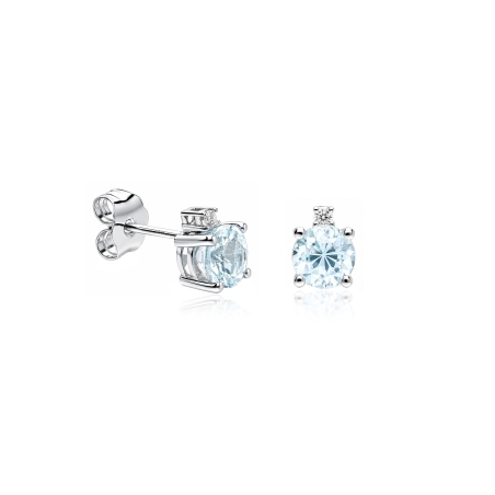 Pendientes Oro 9k circonitas y aguamarinas "Pineda"