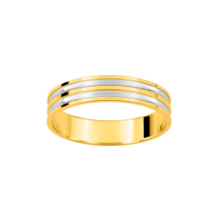 Alianza de boda bicolor oro amarillo y blanco rodiada 9k 4 mm modelo 5140210R