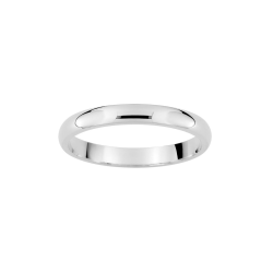 Alianza de boda oro blanco 9k media caña pulida fina 2.5 mm