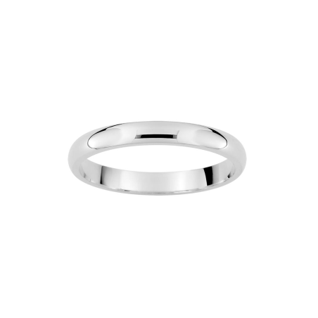 Alianza de boda oro blanco 9k media caña pulida fina 2.5 mm