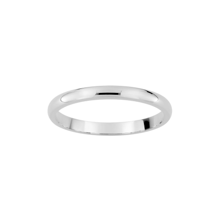 Alianza de boda oro blanco 9k media caña pulida fina 2 mm