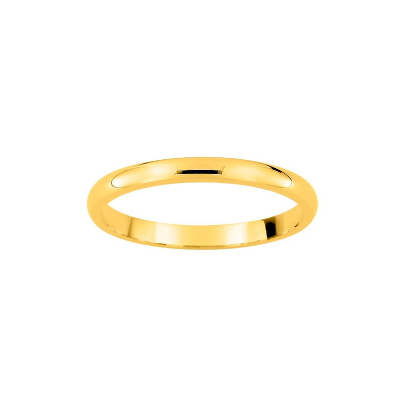 Alianza de boda oro amarillo 9k media caña pulida fina 2 mm