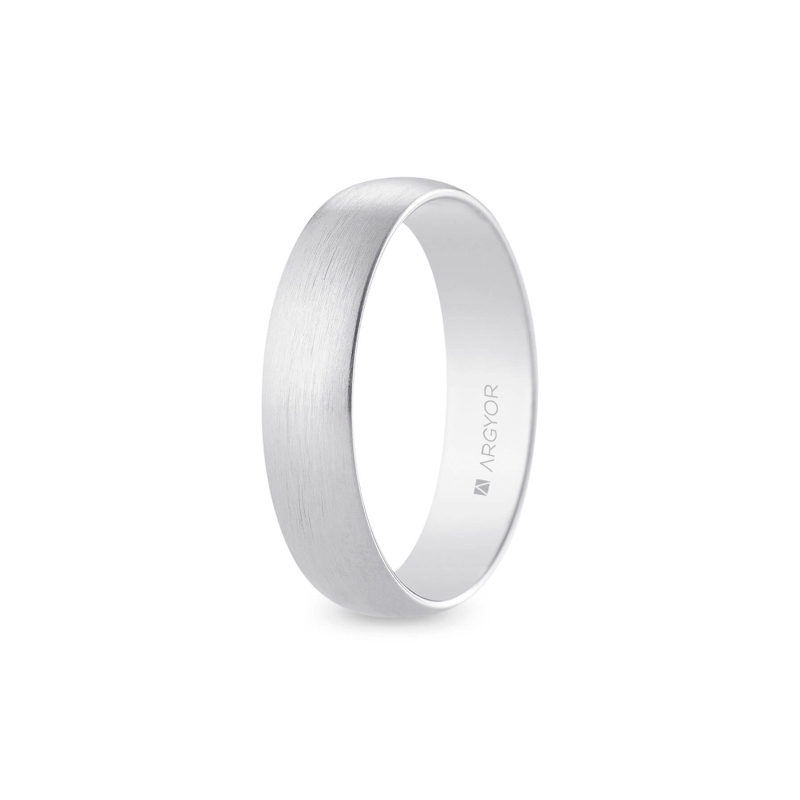 Alianza de boda oro blanco 9k acabado satinado interior plano 5 mm