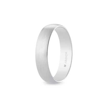 Alianza de boda oro blanco 9k acabado satinado interior plano 5 mm
