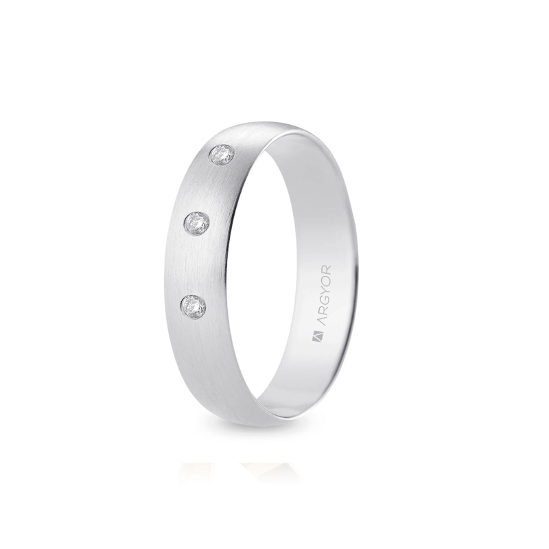 Alianza "Argyor" Diamantes/Satinada Oro 18k 5mm (B50CS3D)