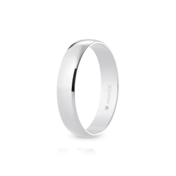 Alianza de boda oro blanco 9k acabado pulido interior plano 4.5 mm
