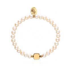 Pulsera plata baño oro 18k y perlas "Silhouette"