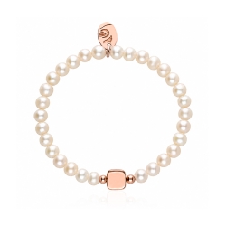 Pulsera plata baño oro rosa 18k y perlas "Silhouette"
