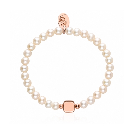 Pulsera plata baño oro rosa 18k y perlas "Silhouette"