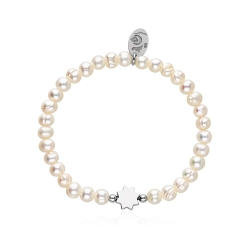 Pulsera plata primera ley y perlas "Silhouette"