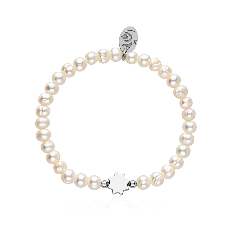 Pulsera plata primera ley y perlas "Silhouette"