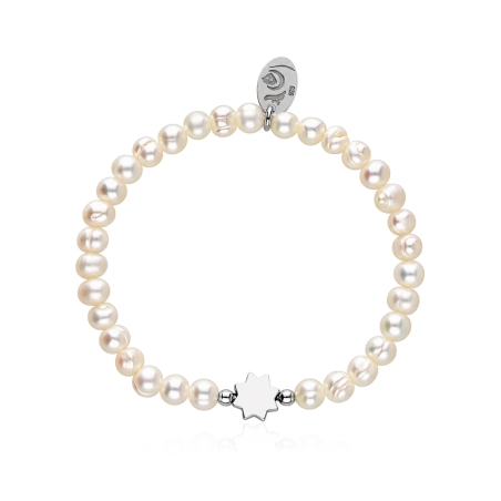 Pulsera plata primera ley y perlas "Silhouette"
