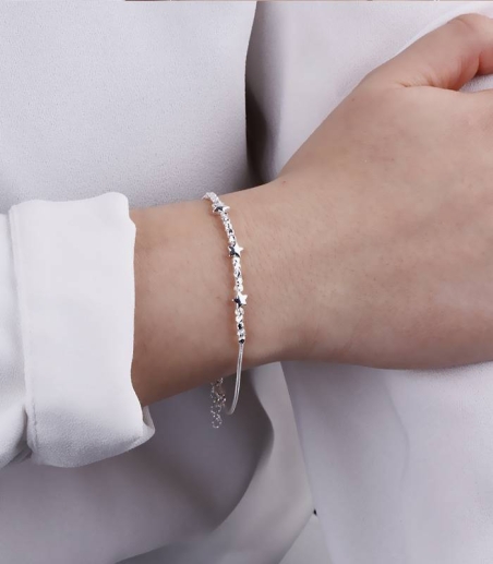 Pulsera "Trío de Estrellas" Plata de Ley