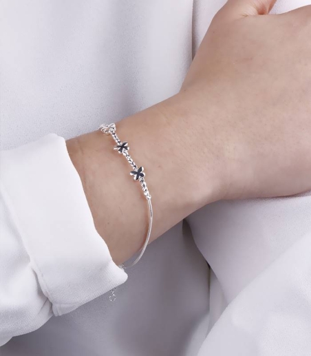 Pulsera "Trío de Mariposas" Plata de Ley