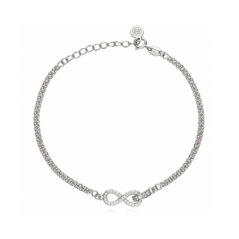 Pulsera plata de primera ley y circonitas "Dillo"