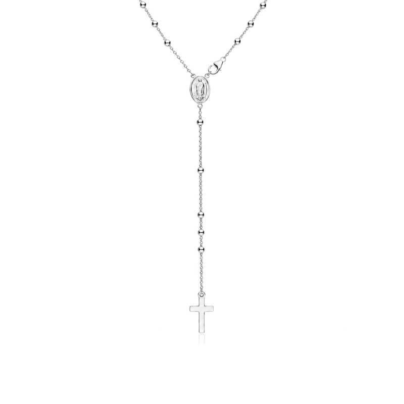 Collar rosario plata primera ley "Zirka"