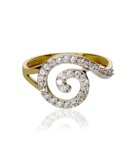 Anillo "Espiral" de Oro Bicolor 18k y ciconitas