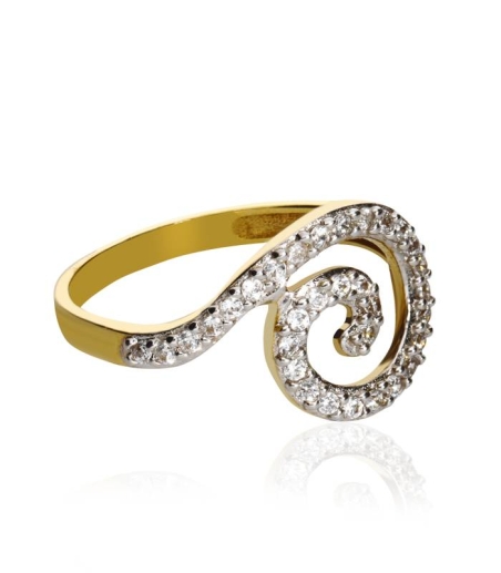 Anillo "Espiral" de Oro Bicolor 18k y ciconitas