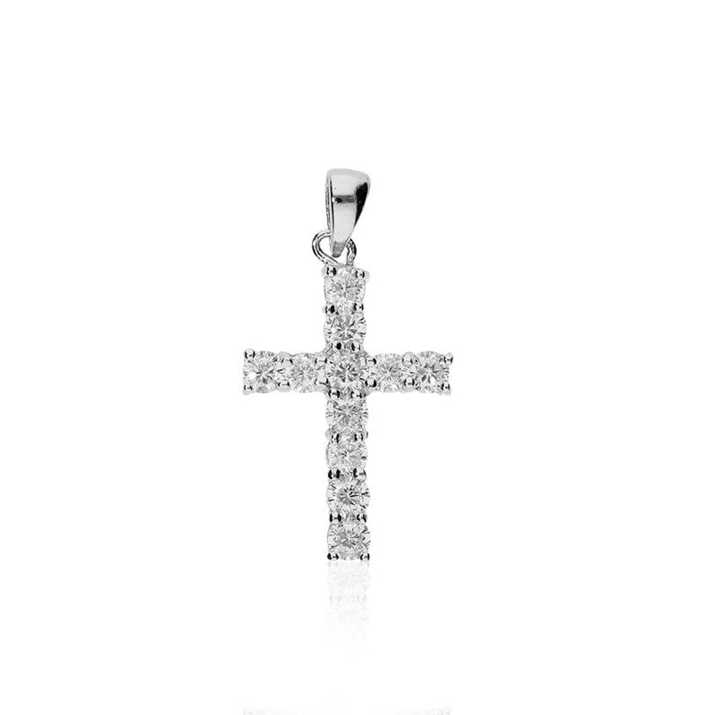 Cruz "Aurora" en plata de ley con circonitas