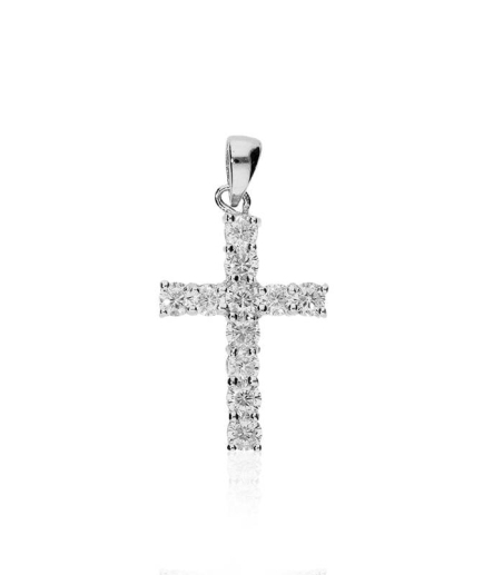 Cruz "Aurora" en plata de ley con circonitas