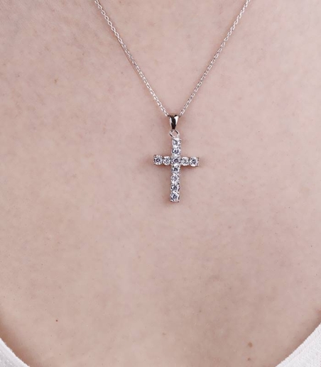 Cruz "Aurora" en plata de ley con circonitas