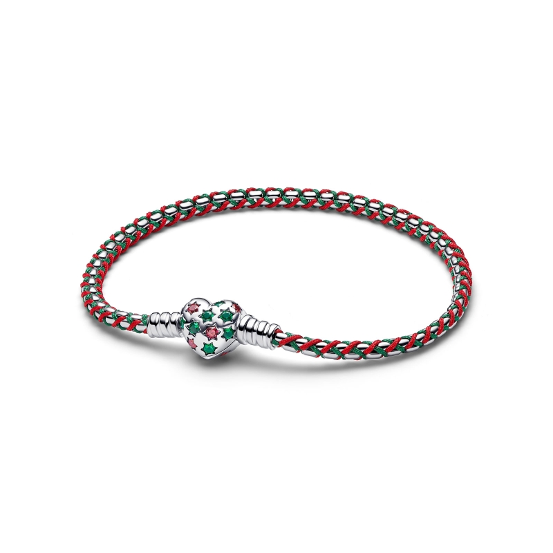 Pulsera Pandora tejida verde y roja 595068C01