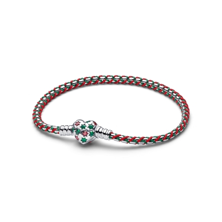 Pulsera Pandora tejida verde y roja 595068C01