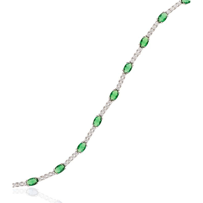 Pulsera Plata de ley con y piedras verdes