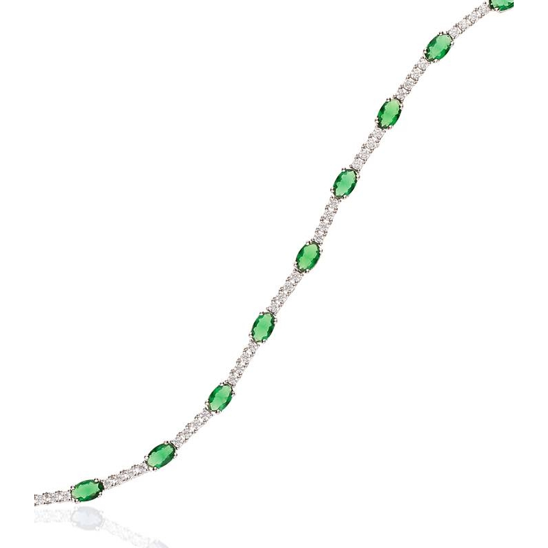 Pulsera "Magic Green" Plata de ley circonitas y piedra verde