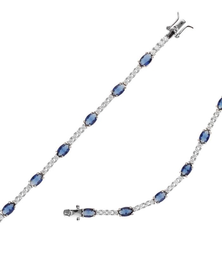 Pulsera "Magic Blue" Plata de ley circonitas y piedra azul