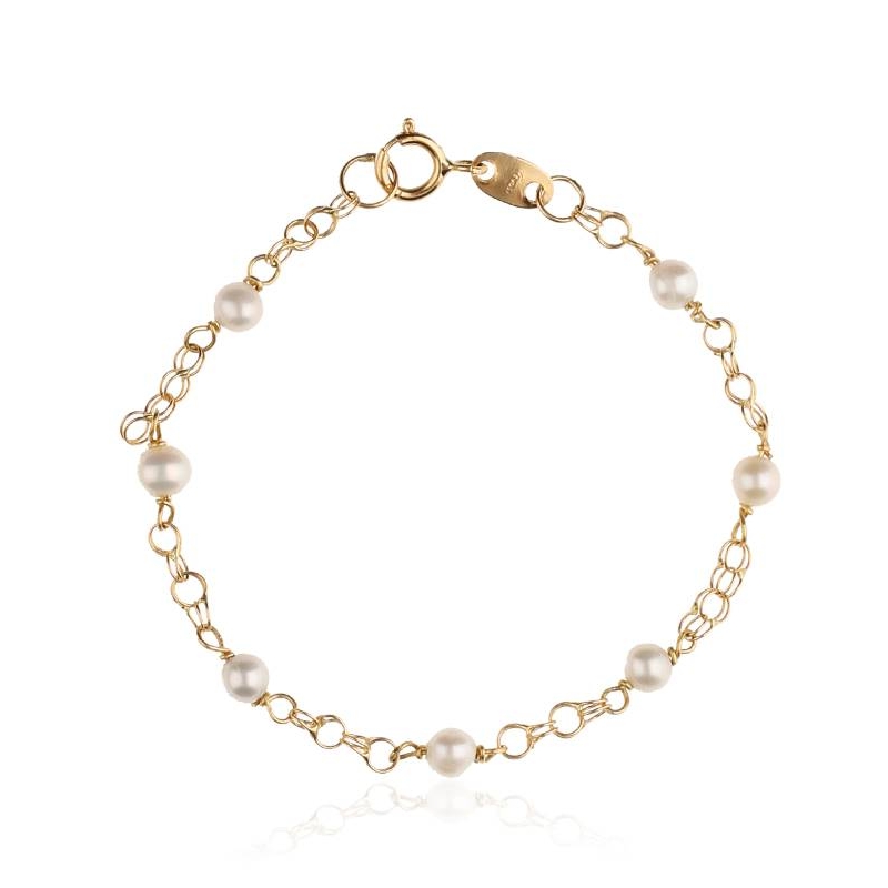 Pulsera bebé hungarina oro 18k. con perlas