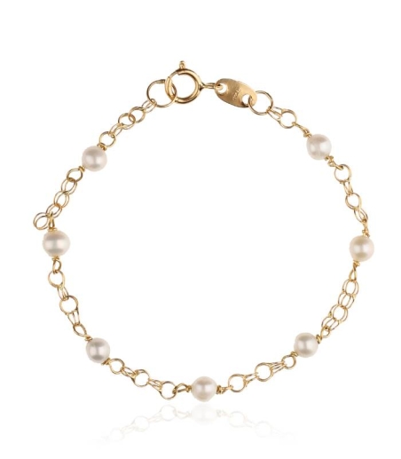 Pulsera bebé hungarina oro 18k. con perlas