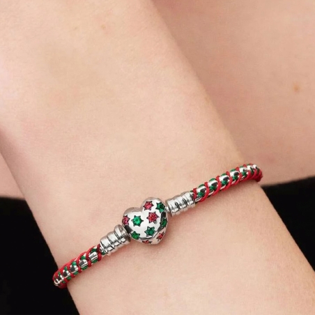 Pulsera Pandora tejida verde y roja 595068C01