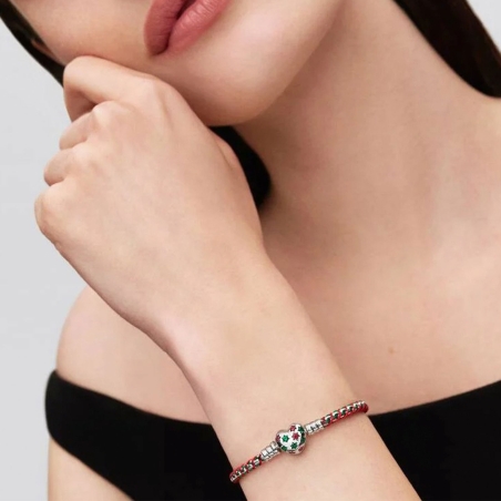 Pulsera Pandora tejida verde y roja 595068C01