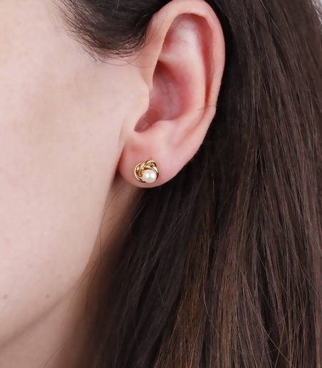 Pendientes oro 18k y perlas 8mm "Nest"
