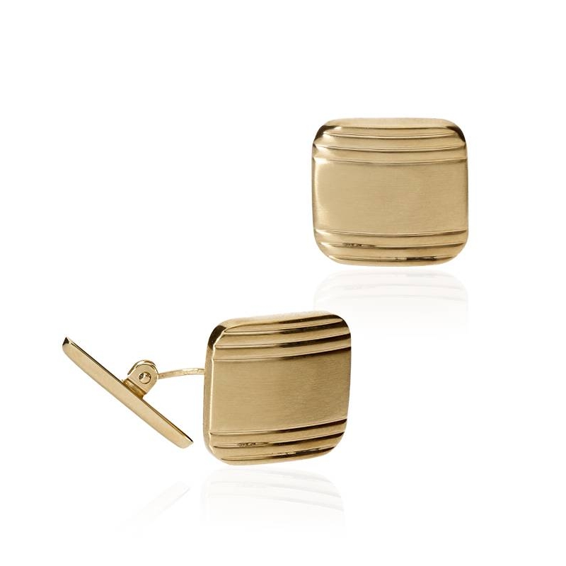 Gemelos de Oro 18k rectangular