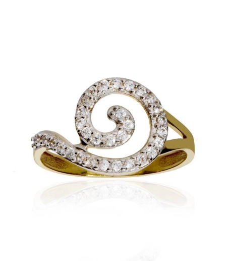 Anillo "Espiral" de Oro Bicolor 18k y ciconitas