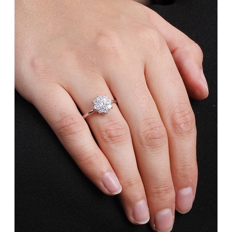 ANILLO "ROSETTE" ORO BLANCO 18K Y CIRCONITAS