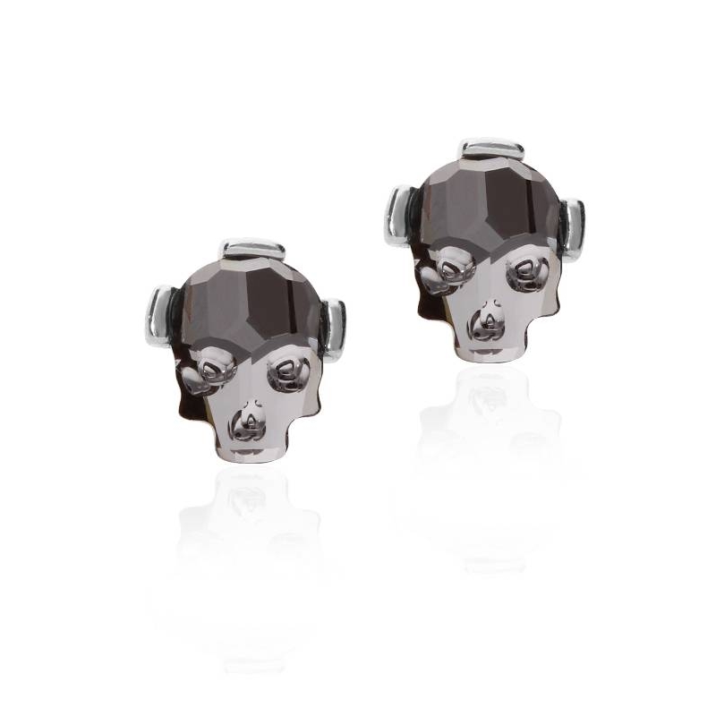 Pendientes  Calavera Gris Plata de Ley