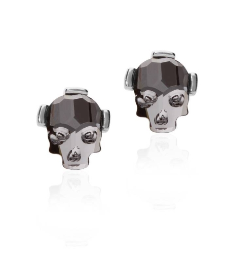 Pendientes  Calavera Gris Plata de Ley