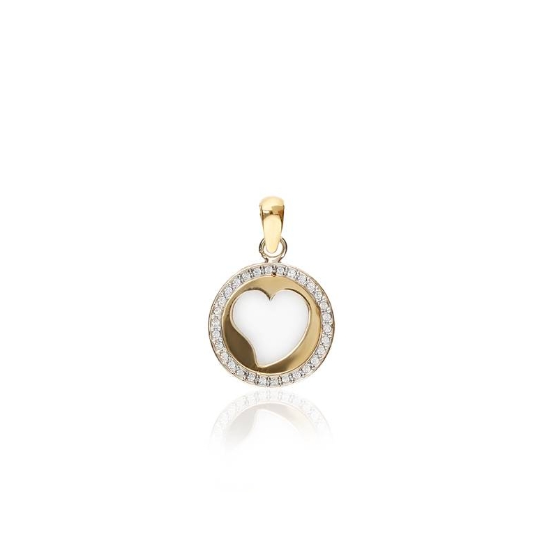 Colgante "Corazón Brillante" Oro Bicolor 18k y Nacar