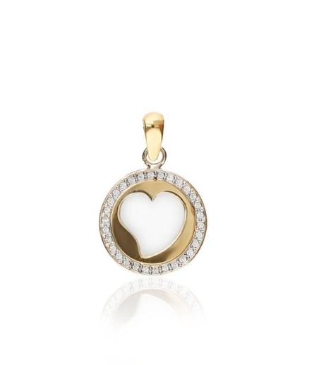 Colgante "Corazón Brillante" Oro Bicolor 18k y Nacar